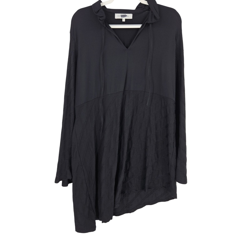 Anne Fontaine Edmee Tunic Top Black Asymmetrical Lagenlook Art to Wear Size 46